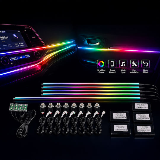 Атмосферни Светлини За Интериор На Автомобил RGB LED 18 1 HW-0412