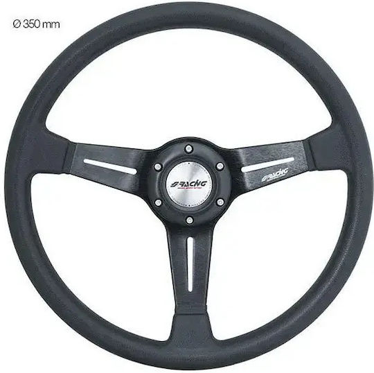 Simoni Racing Slag Three Spoke Car Steering Wheel with 35cm Diameter Silver/Black