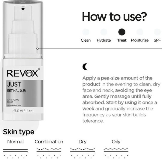 Revox B77 Just Retinal 0.2% Αντιγηραντικό Serum Προσώπου με Ρετινάλη & Πανθενόλη 30ml