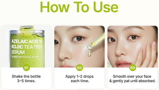 Azelaic Acid 10 Kojic Tea Tree Serum Face for Whitening & Acne 30ml