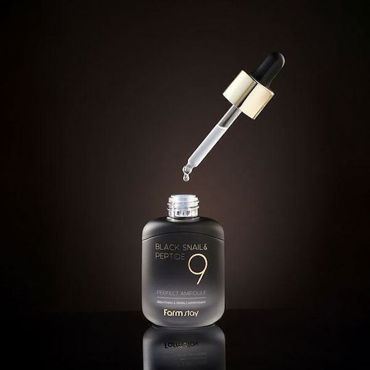 Black Snail & Peptide9 Serum Ampulă Antirid pentru Față cu Secreție de Melc & Niacinamidă pentru Strălucire & Tonifiere 35ml