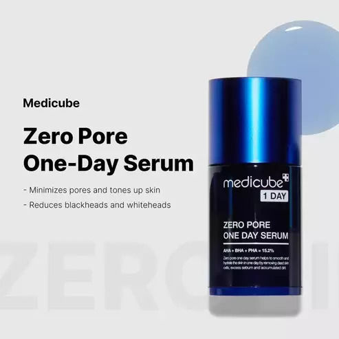 Medicube Zero Pore One Day Soothing & Moisturizing Face Serum with Centella Asiatica & Niacinamide for Brightening & Dark Spots 30ml
