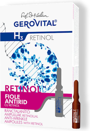 Gerovital H3 Serum Ampulă Anti-îmbătrânire Pentru Față cu Retinol 10x2ml