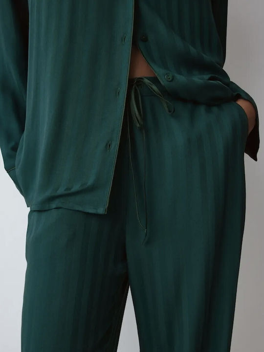 Triumph Winter Women's Pyjamas Set Dark Green Amourette Jacquard