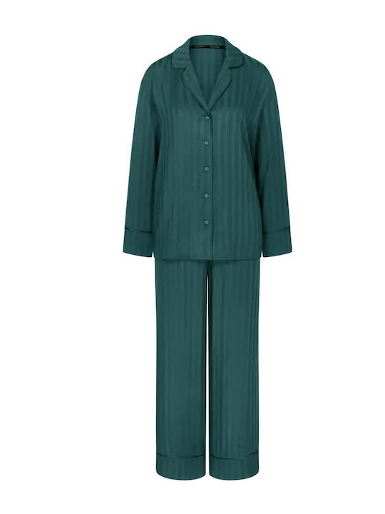 Triumph Winter Women's Pyjamas Set Dark Green Amourette Jacquard