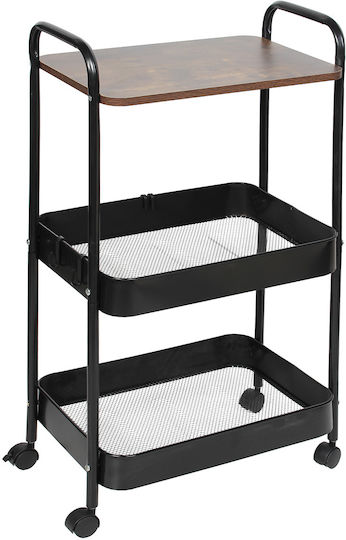 Keskor Küchenwagen Metallisch Schwarz 43x30x74cm