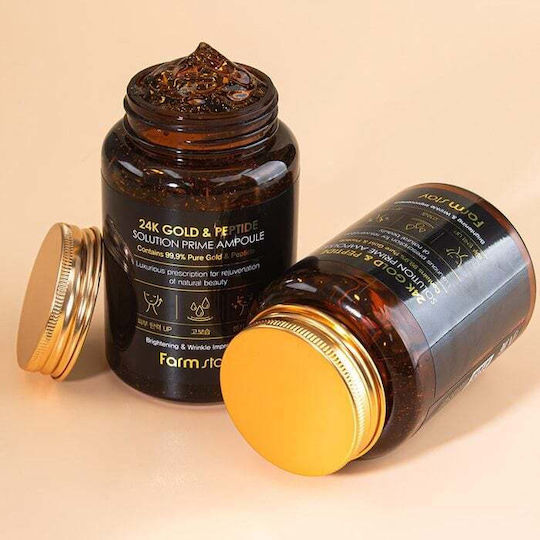 Farm Stay 24K Gold & Peptide Solution Prime Ενυδατικό & Αντιγηραντικό Ampoule Serum Προσώπου με Πεπτίδια για Θρέψη 250ml