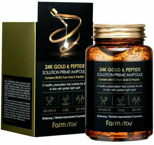 Farm Stay 24K Gold & Peptide Solution Prime Ενυδατικό & Αντιγηραντικό Ampoule Serum Προσώπου με Πεπτίδια για Θρέψη 250ml