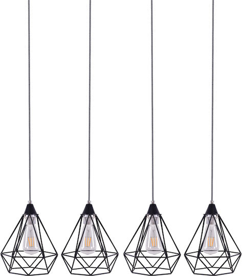 Home Lighting Mila Регулируемо Висящо Таванно Осветително Тяло Черен Rail за 4 Лампи E27 85x17x150см