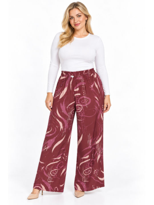 Women's Pantaloons with Rubber Band in Slim Fit Burgundy WH-41535-27TR-BURG
