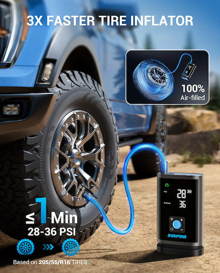 Avapow JP3 Преносим Стартер за Автомобилен Акумулатор и Мотоциклет 16000mAh с Захранваща банка / USB / Помпа / Фенер 12V