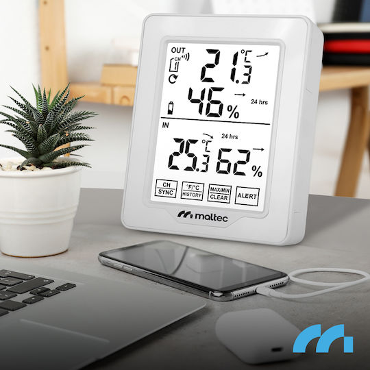 MalTec Stație Meteo Fără Fir Digitală de Masă Albă MalTec Stație Meteo Fără Fir Digitală de Masă Albă