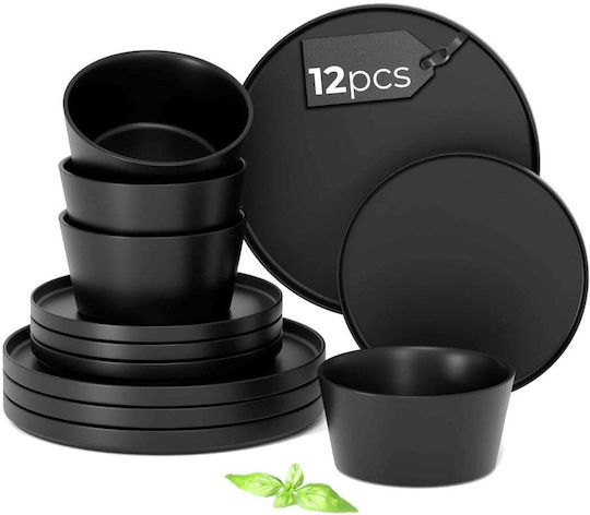Miamio Negru Ceramică Set de Vase 12buc.