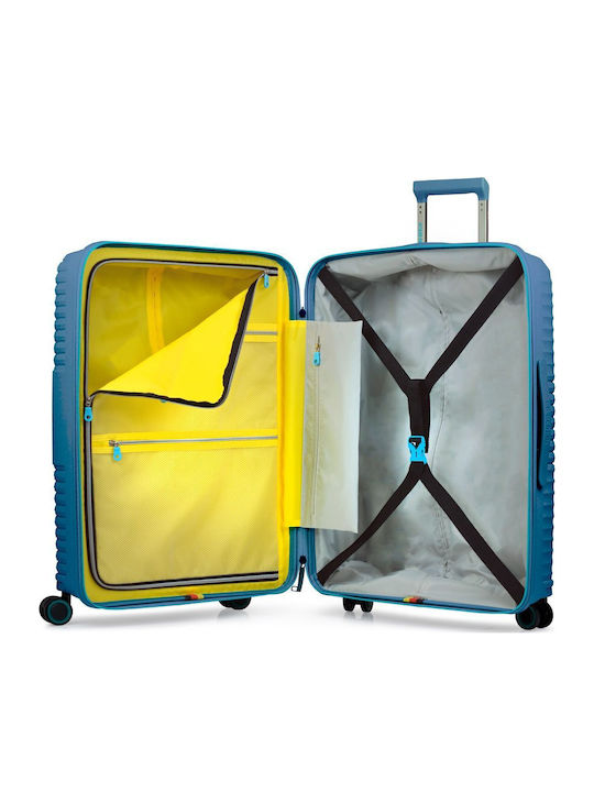 Bg Berlin Linea Medium Travel Suitcase Hard Blue with 4 Wheels Height 67cm