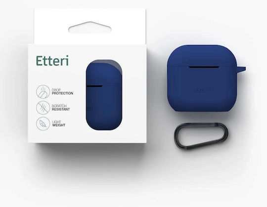 Etteri Θήκη Σιλικόνης με Γάντζο σε Navy Μπλε χρώμα για Apple AirPods 4 / 5