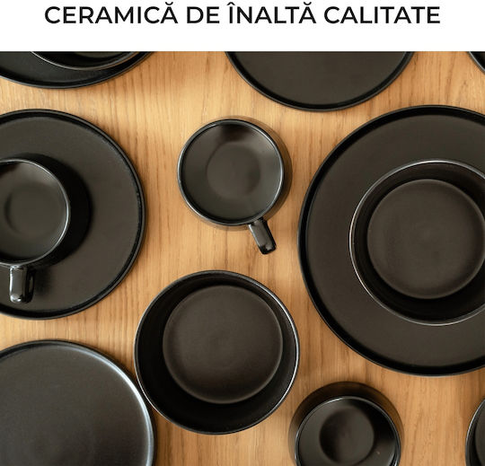 Miamio Negru Ceramică Set de Vase 16buc.