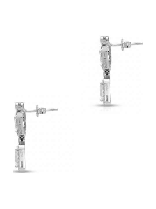 Earrings White Stones White Gold 14 Carats Sk3961