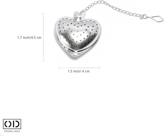 Set 2 Fruit Herb Tea Infusers Stainless Steel Heart Shape 1 Fixed Handle + 1 Chain Handle Original Deals