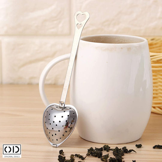 Set 2 Fruit Herb Tea Infusers Stainless Steel Heart Shape 1 Fixed Handle + 1 Chain Handle Original Deals