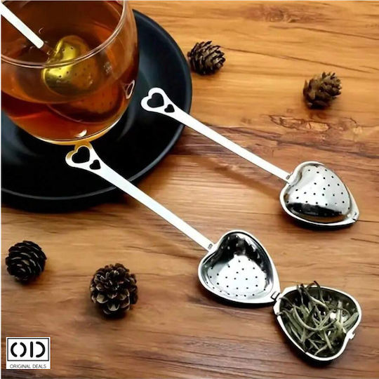Set 2 Fruit Herb Tea Infusers Stainless Steel Heart Shape 1 Fixed Handle + 1 Chain Handle Original Deals