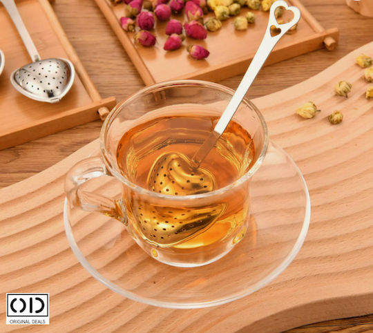 Set 2 Fruit Herb Tea Infusers Stainless Steel Heart Shape 1 Fixed Handle + 1 Chain Handle Original Deals
