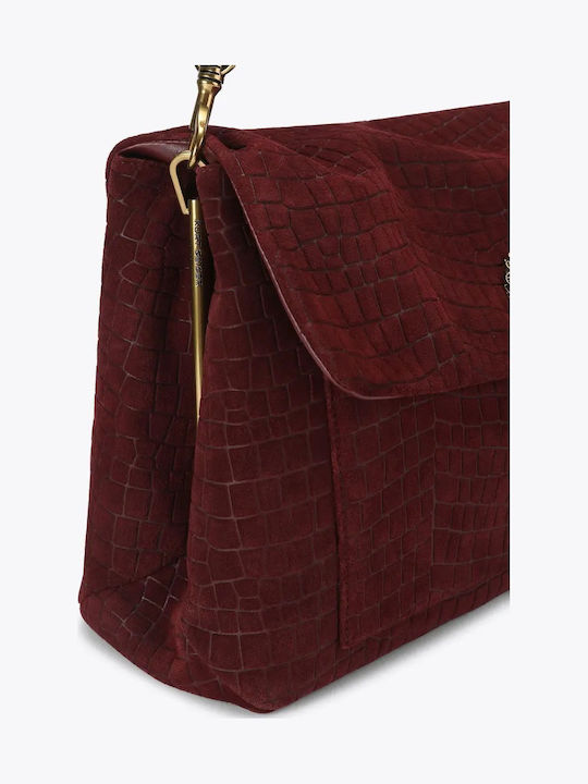 Geantă De Umăr Dama Din Piele Întoarsă Burgundy