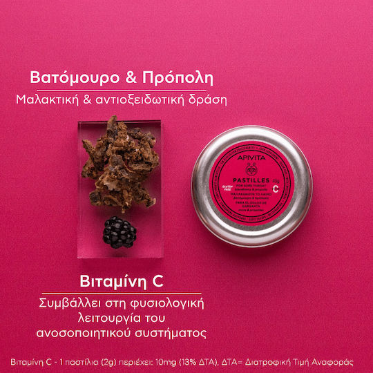 Apivita Blackberry & Propolis Παστίλιες Βατόμουρο & Πρόπολη 45gr