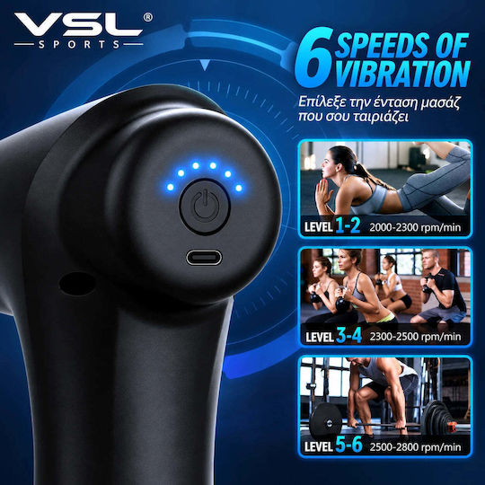 VSL Sports Hypergun Massage Gun for Neck Waist Back Legs Body Hands and Insoles Anti-Cellulite with Vibration