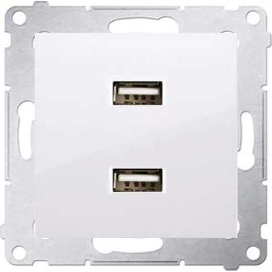 Kontakt-Simon Walled Power Socket with 2 USB Ports Gray
