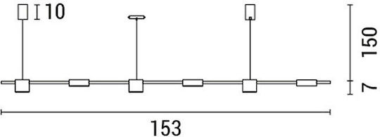 Eurolamp Κρεμαστό Φωτιστικό Μαύρο LED με Θερμό Λευκό Φως Ράγα 153x10x150εκ.