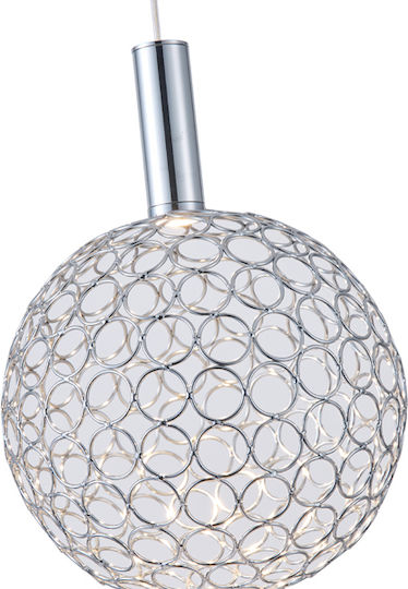 Eurolamp Перфорато Висящо Таванно Осветително Тяло Сребристо LED с Топло Бяла Светлина 25x25x163см