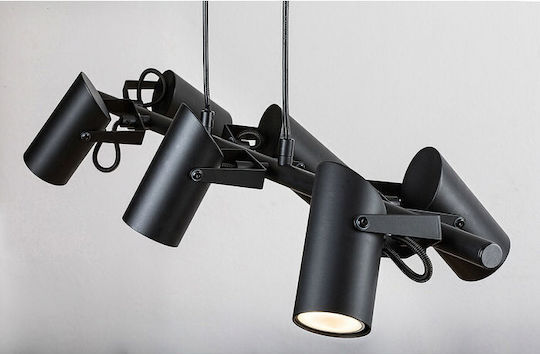 Rabalux Deckenleuchte Schwarz Schiene für 6 Lampenbirnensockel GU10 87x150cm