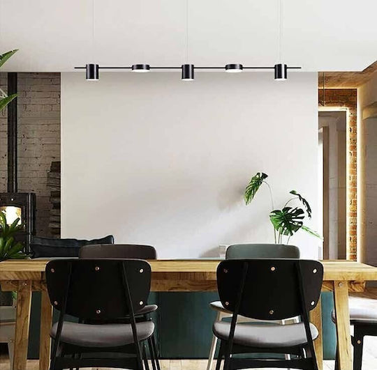 Eurolamp Κρεμαστό Φωτιστικό Μαύρο LED με Θερμό Λευκό Φως Ράγα 153x10x150εκ.