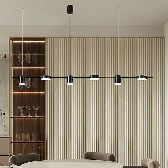 Eurolamp Κρεμαστό Φωτιστικό Μαύρο LED με Θερμό Λευκό Φως Ράγα 153x10x150εκ.