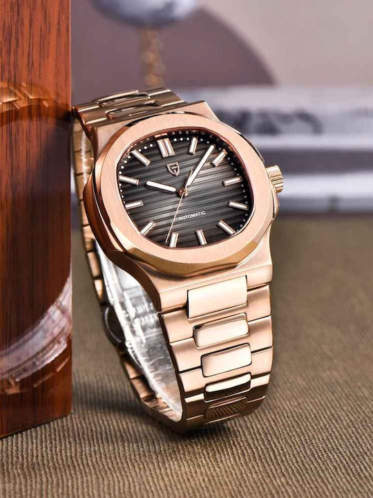 Pagani Design Ceas Bărbătesc 40mm Automat cu Brățară Metalică Rose Gold / Black