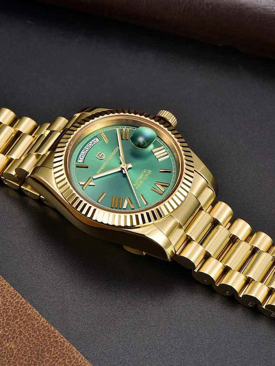 Pagani Design Ceas Bărbătesc 36mm Automat cu Brățară Din Oțel Gold / Green