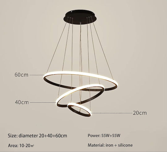 Home Lighting Κρεμαστό Φωτιστικό Μαύρο LED με Ρυθμιζόμενο Λευκό Φως 60x60x100εκ.