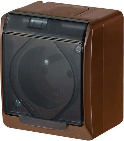 Elektro Plast Single Power Socket Waterproof Brown