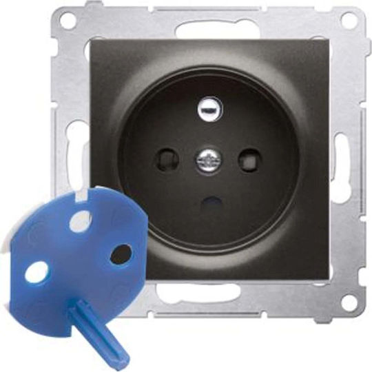 Kontakt-simon Single Plug Socket Date 16a Ip20 Authorization Key Anthracite Dgd1.01/48