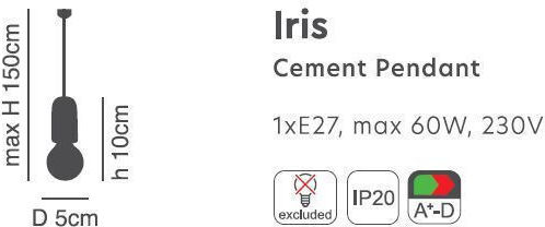 Home Lighting Iris SE 149 Ρυθμιζόμενο Κρεμαστό Φωτιστικό Μπλε με Ντουί E27 5εκ.