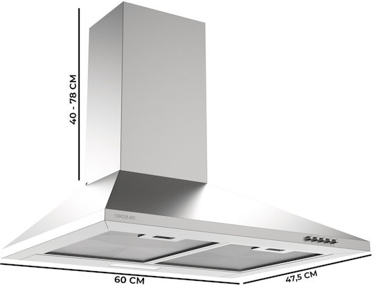 Cecotec Bolero Flux PM 604000 Απορροφητήρας Καμινάδα 60cm Inox