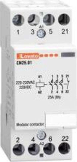 Lovato Electric Contactor Modular 25A 4Z 0R 220-230V AC CN2510220