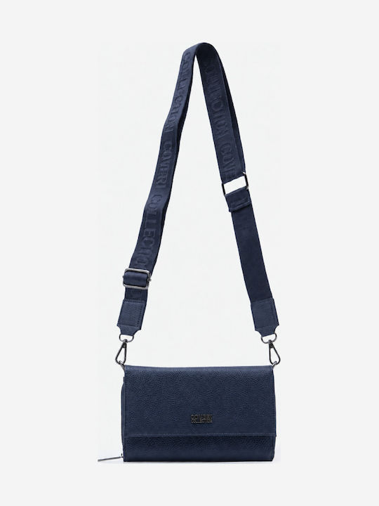 Dunkelblaue Damen-Schultertasche aus Leder