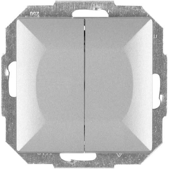 Abex Recessed Double Wall Switch Silver