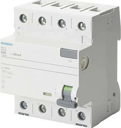 Siemens Релета На Релса Изтичане На Земя 40A Четириполюсен С Напрежение 400V 4x40А 30mA