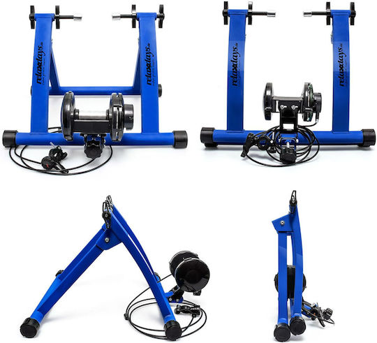 Relaxdays Turbo Trainer de Ciclism 6 Niveluri de Rezistență Albastru Negru 48x38x55 Cm