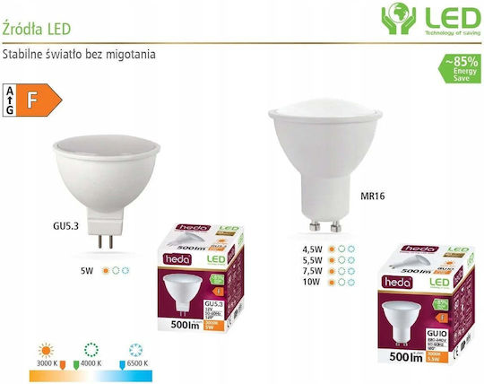 Best Service LED Glühbirne 4.5W Für GU10 Fassung Und Form MR16 410 Lumen