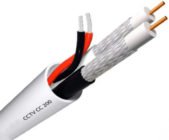 Accordia CC-200 Connection Cable for CCTV Systems 2 x Mini RG 59/2x 0.50mm2 100m White White 100m CC-200