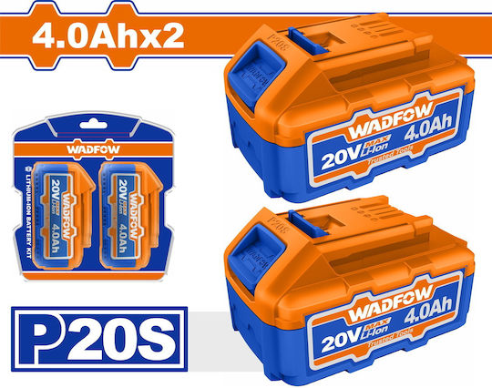 Wadfow Satz 2 Lithium Werkzeugbatterien 20V mit Batteriekapazität 4Ah