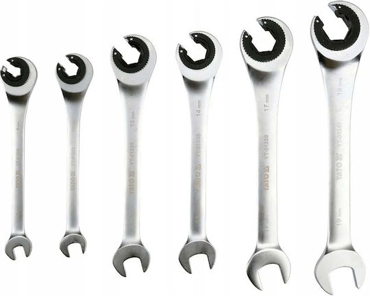 Set Of Semi-Open Ratchet Wrenches 8-19 Mm 6 Pieces